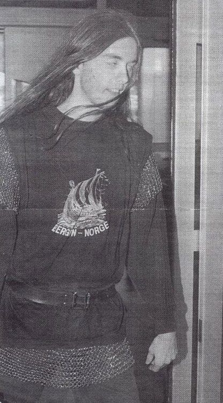 Varg Vikernes of Burzum wearing Bergen Norge t-shirt
