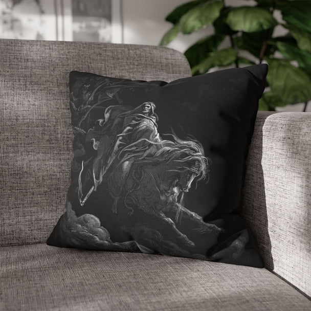 Gustave Doré 'Death on the Pale Horse' pillowcase, 100% spun polyester, double-sided print, concealed zipper, 4 size options