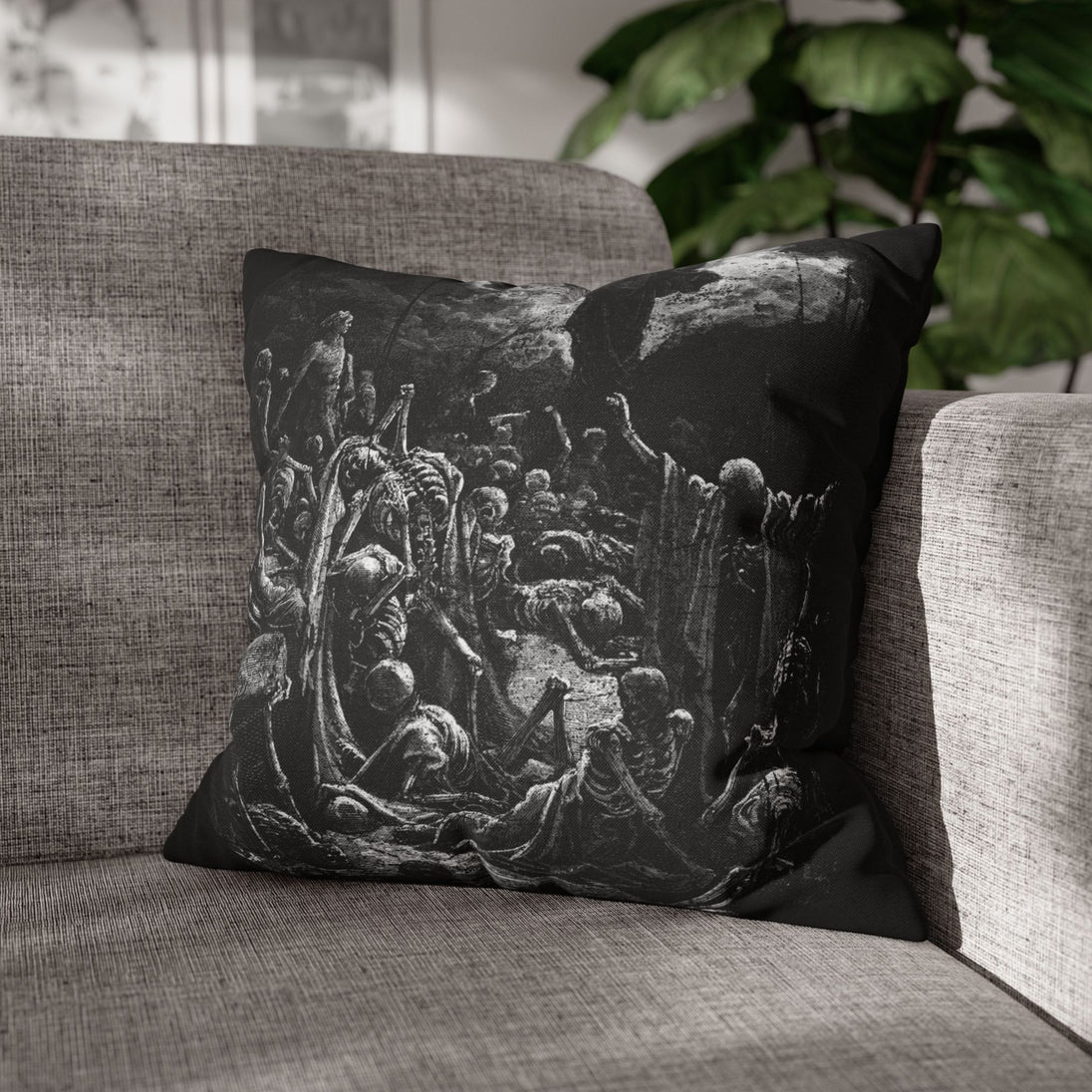 Gustave Doré 'Visions of the Valley of Dry Bones' pillowcase, 100% spun polyester, double-sided print, concealed zipper, 4 size options