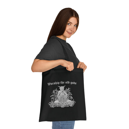 Worship the Old Gods' tote bag, 100% cotton, 15" x 16", heavy fabric, pagan design