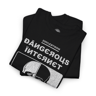 Folded black t-shirt Remake of 90's Rotten Dot Com 'Dangerous Internet' design