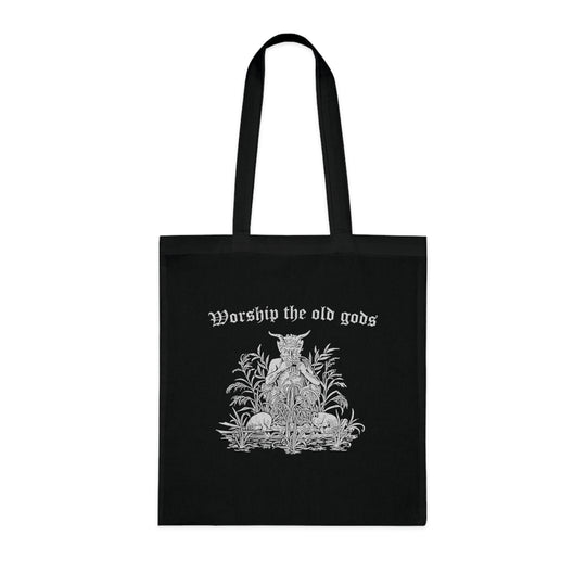 Worship the Old Gods' tote bag, 100% cotton, 15" x 16", heavy fabric, pagan design