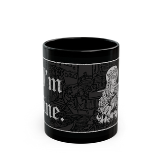 I'm Fine' white ceramic coffee mug, 11 oz, minimalist design, microwave and dishwasher safe