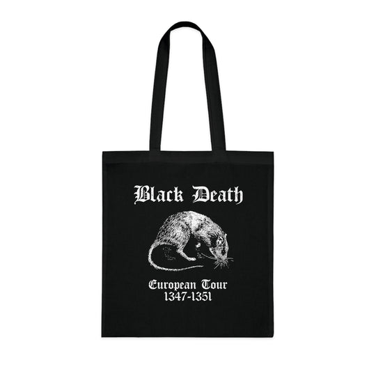 Black Death European Tour' tote bag, 100% cotton, 15" x 16", heavy fabric, historical design