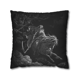 Gustave Doré 'Death on the Pale Horse' pillowcase, 100% spun polyester, double-sided print, concealed zipper, 4 size options