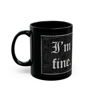 I'm Fine' white ceramic coffee mug, 11 oz, minimalist design, microwave and dishwasher safe