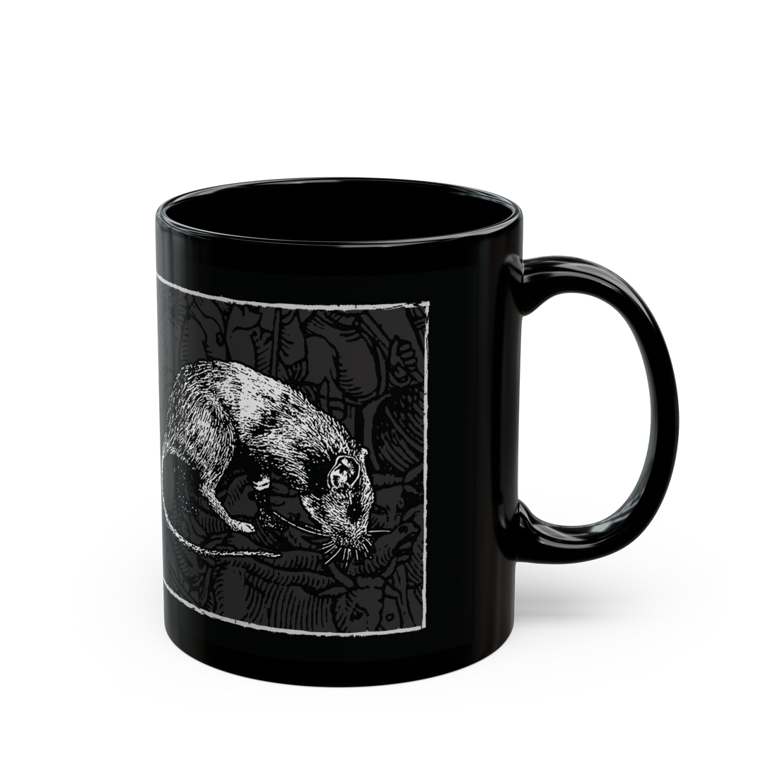 Black Death European Tour' black ceramic mug, 11 oz, gothic design, microwave and dishwasher safe