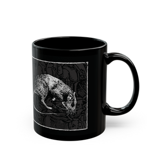 Black Death European Tour' black ceramic mug, 11 oz, gothic design, microwave and dishwasher safe
