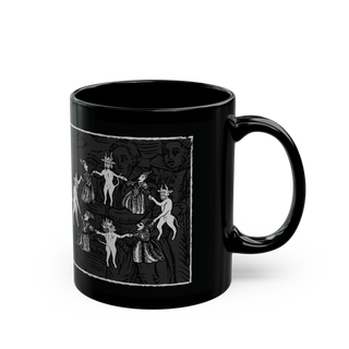 Live Laugh Lucifer' black ceramic mug, 11 oz, occult design, microwave and dishwasher safe