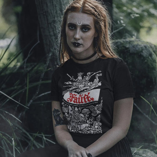 Woman wearing Faust T-Shirt