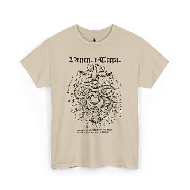 Sand t-shirt showing alchemical Serpent and Toad