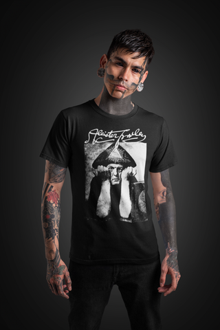 Man wearing Aleister Crowley Signature T-Shirt