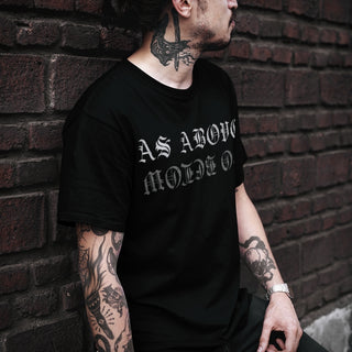 Tattooed man wearing As Above So Below T-Shirt