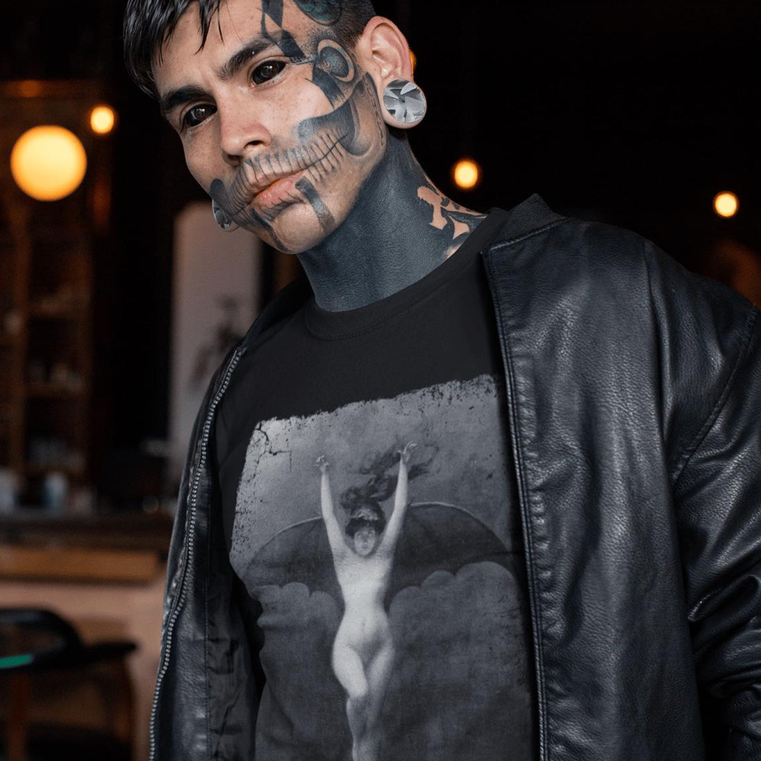 Man wearing Bat Woman T-Shirt