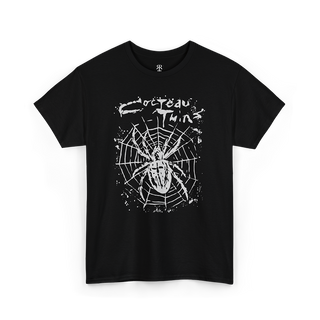 Black T-shirt with a graphic print of a spider and the text 'Cocteau Twins' on the front.