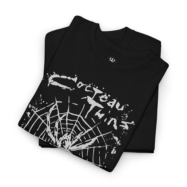 Black T-shirt with a graphic print of a spider and the text 'Cocteau Twins' on the front.