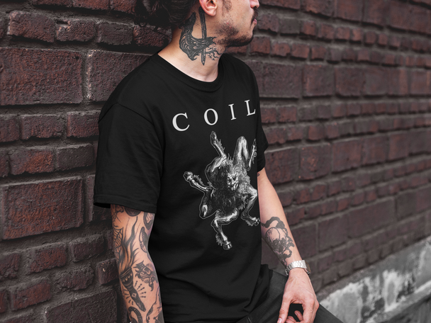 Man wearing Coil Demon T-Shirt