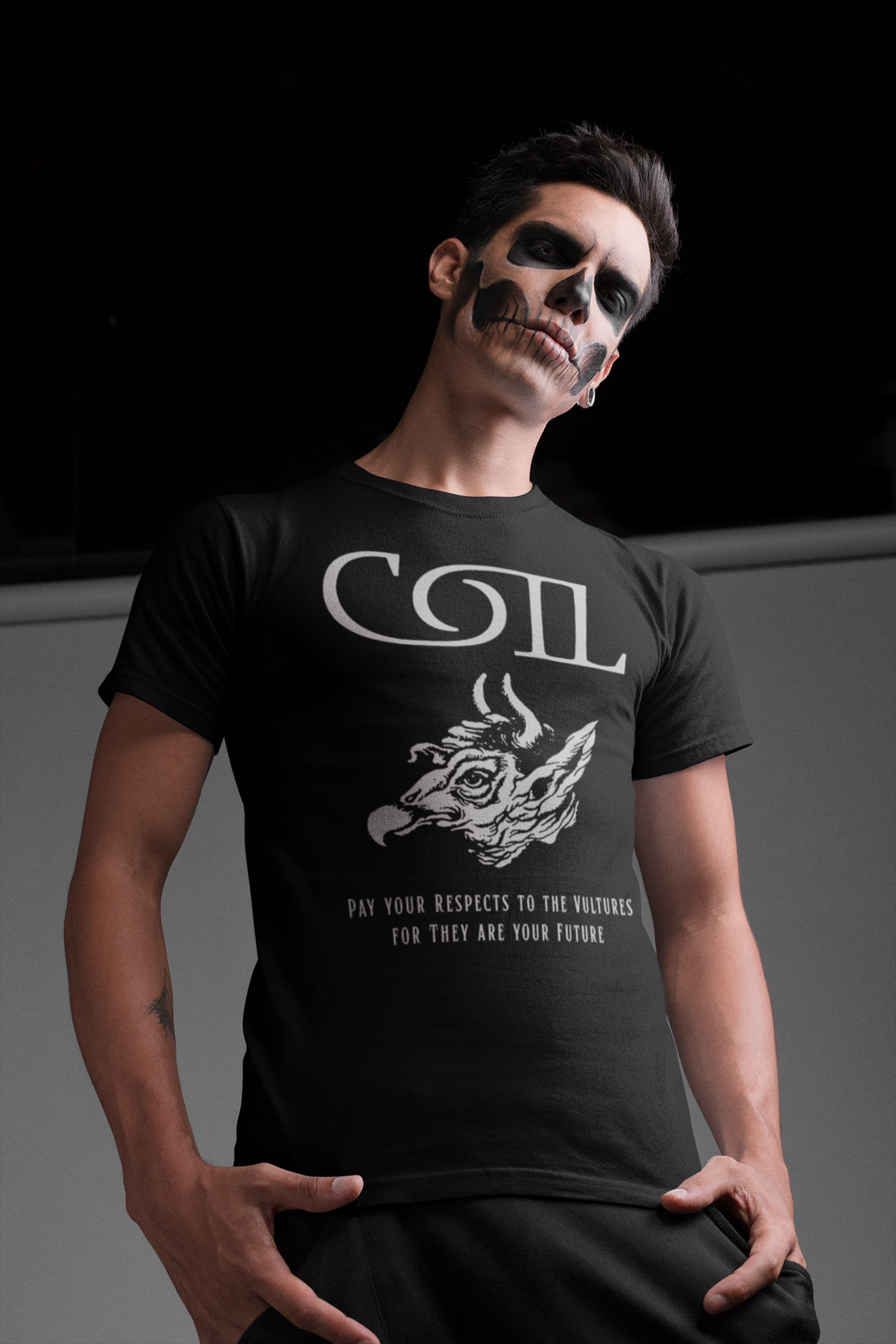 Man wearing Coil Vultures T-Shirt