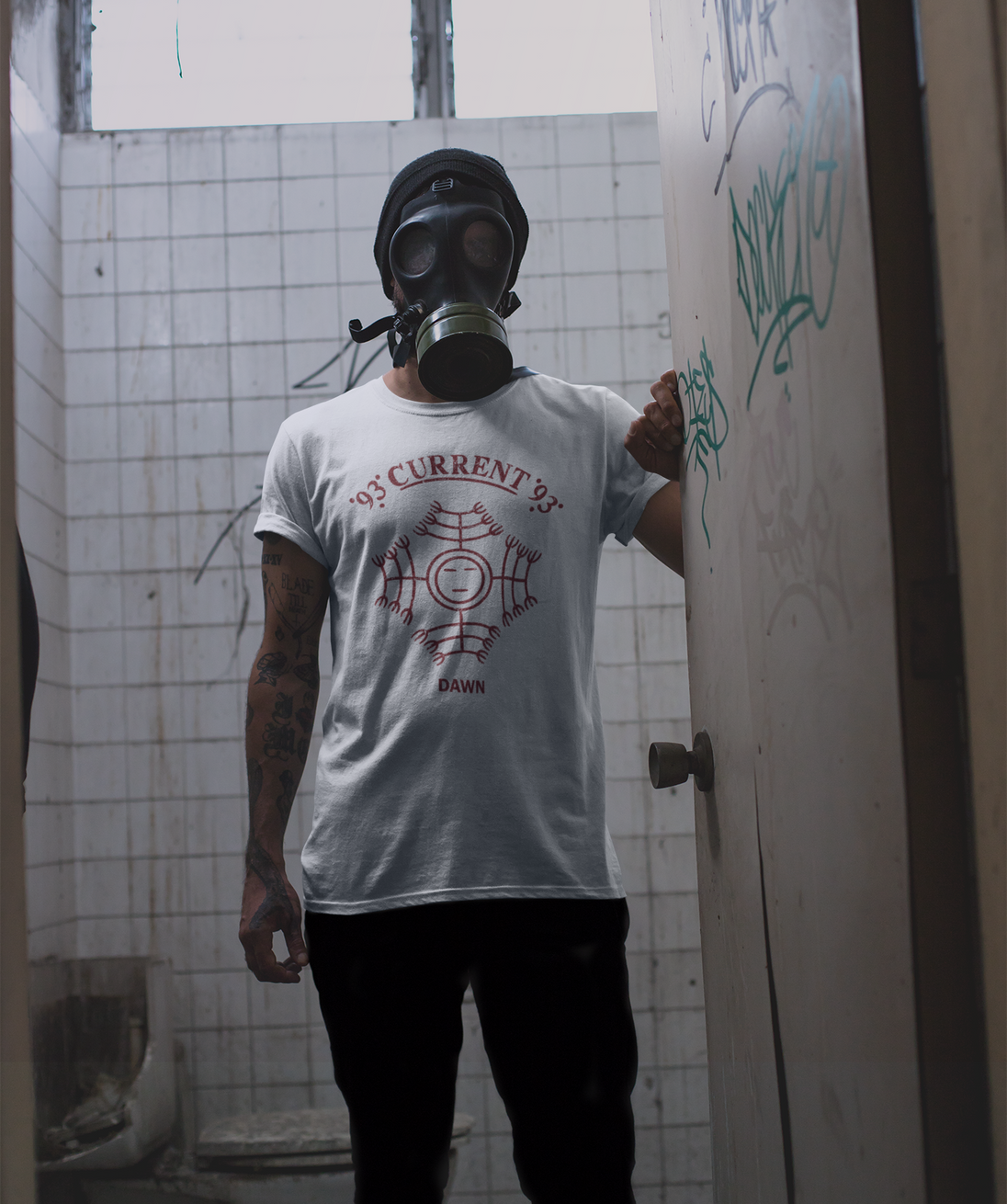 Man wearing Current 93 Dawn T-Shirt