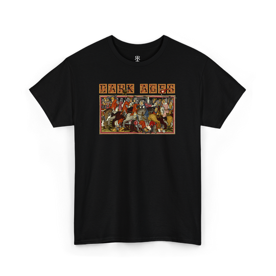 Black Dark Ages shirt featuring a striking illustration of the Battle of Mühldorf