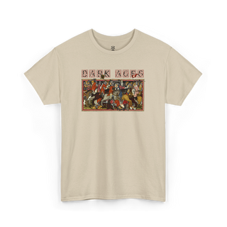 Beige Dark Ages shirt featuring a striking illustration of the Battle of Mühldorf