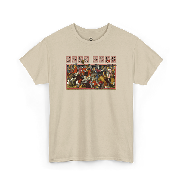 Beige Dark Ages shirt featuring a striking illustration of the Battle of Mühldorf
