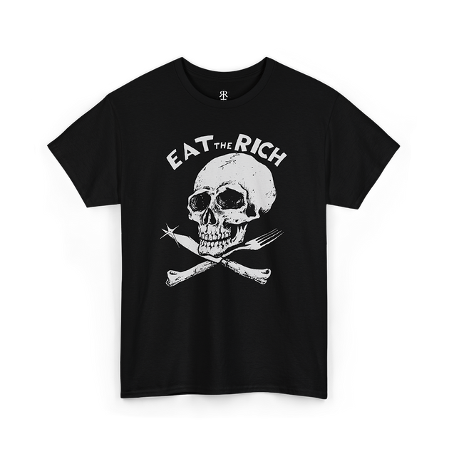 Eat the Rich Vintage Remake unisex T-shirt, black with anti-capitalist and rebellious slogan design