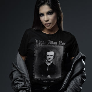 Alternative woman wearing Edgar Allan Poe T-Shirt