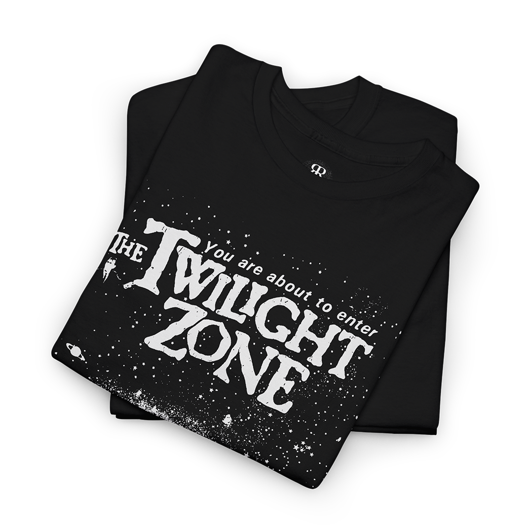 Vintage Remake You are About to Enter the Twilight Zone T-Shirt, showing space and galaxy