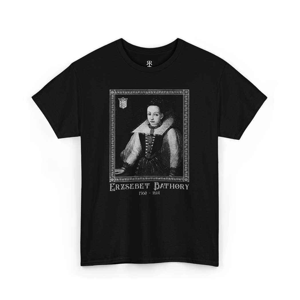 Elizabeth Bathory T-shirt showing a detailed portrait of Elizabeth Bathory