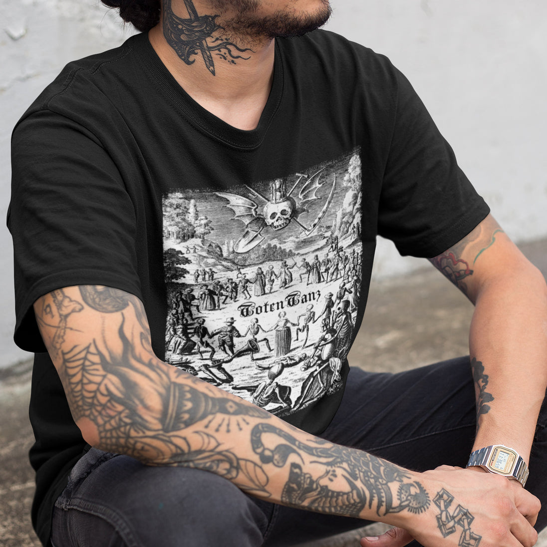 Man wearing Totentanz T-Shirt