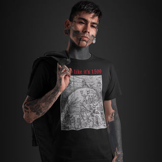 Tattooed man wearing black Party Like it's 1599 T-Shirt