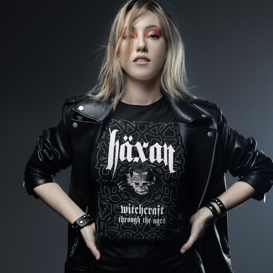 Woman wearing Häxan: Witchcraft Through the Ages T-Shirt