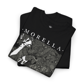 Black T-shirt with an illustration of a scene from Edgar Allan Poe's story 'Tales of Mystery and Imagination', featuring a dark, intricate art style.