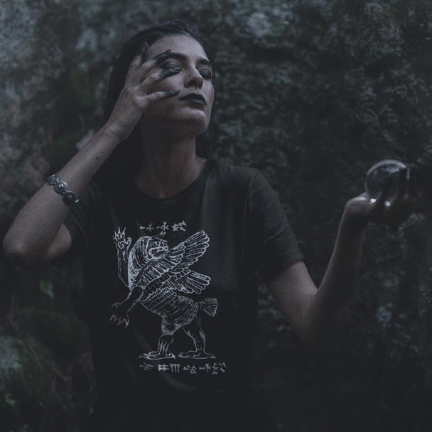 Woman wearing Tiamat T-Shirt