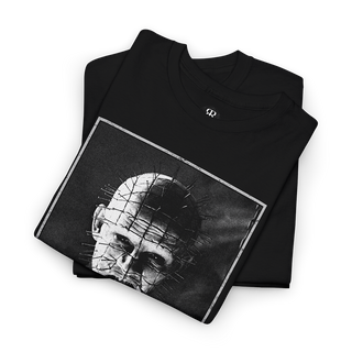 Hellraiser shirt showing Pinhead amd below it says Nail me, black shirt