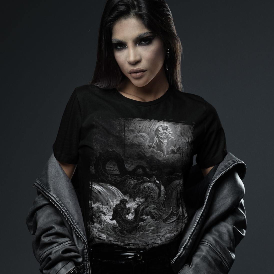 Woman wearing The Destruction of Leviathan T-Shirt