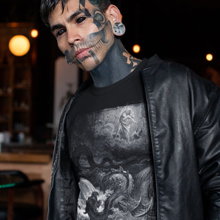 Tattooed man wearing The Destruction of Leviathan T-Shirt