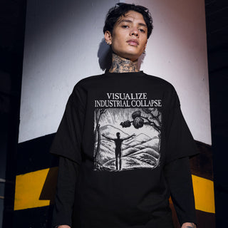 Man wearing Visualize Industrial Collapse T-Shirt