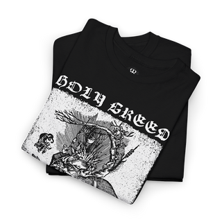 Black t-shirt showing 16th-century Reformation woodcut that exposed church corruption through bold visual satire, and saying HOLY GREED