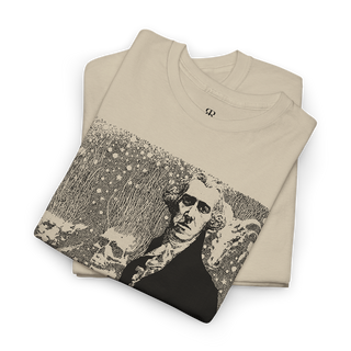 Sand t-shirt showing abstract illustration depicting H.P. Lovecraft