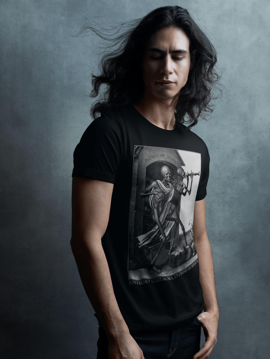 Man wearing Skeletons Playing Flute T-Shirt