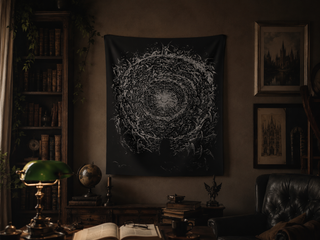 Gustave Doré Empyrean Tapestry in moody room