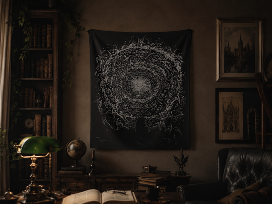 Gustave Doré Empyrean Tapestry in moody room