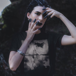 Woman wearing Départ Pour Le Sabbat T-Shirt