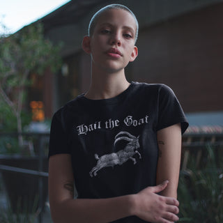 Woman wearing Hail the Goat T-Shirt