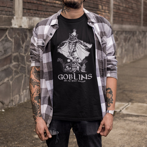 Man wearing black Goblins are my Spirit Animal T-Shirt