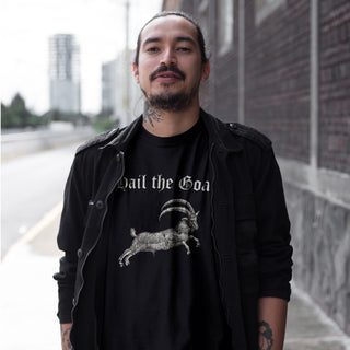 Man wearing Hail the Goat T-Shirt