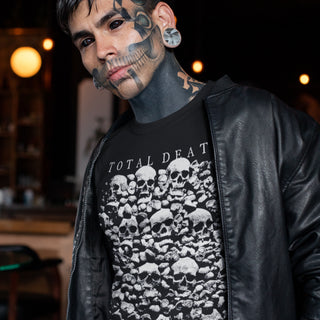 Tattooed man wearing Total Death T-Shirt