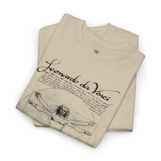 Leonardo Da Vinci Vitruvian Man T-Shirt, sand